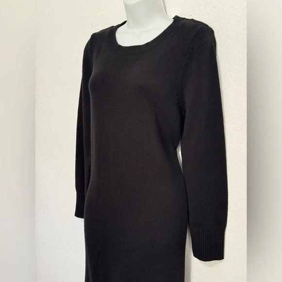 Isaac Mizrahi black knit sweater dress size large - Picture 2 of 11